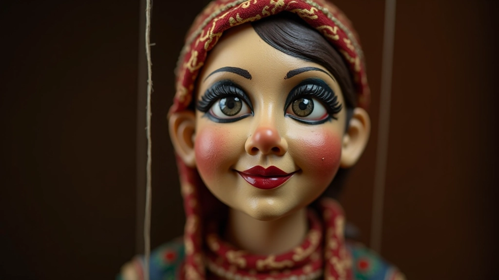 Traditional Czech marionette puppet with painted face