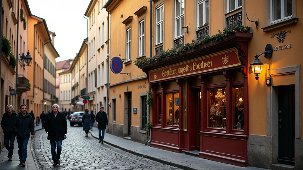 Historic Prague theater district showcasing traditional puppet theater architecture